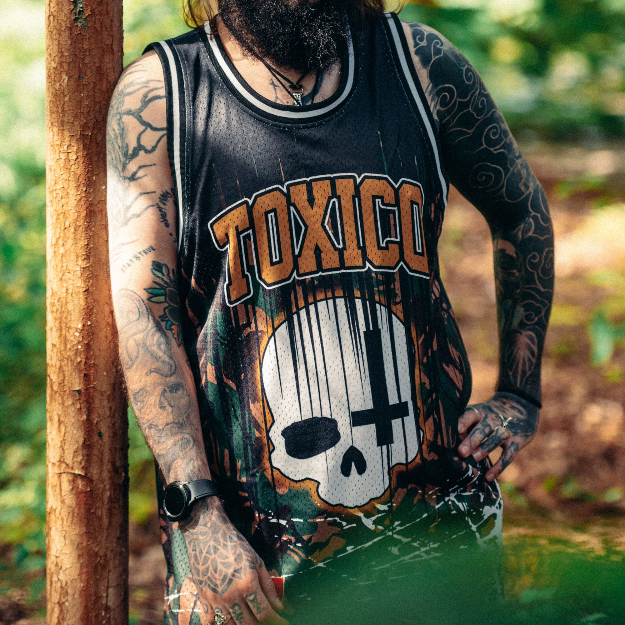 Camo Skull Cross Mesh Tank - Image 3
