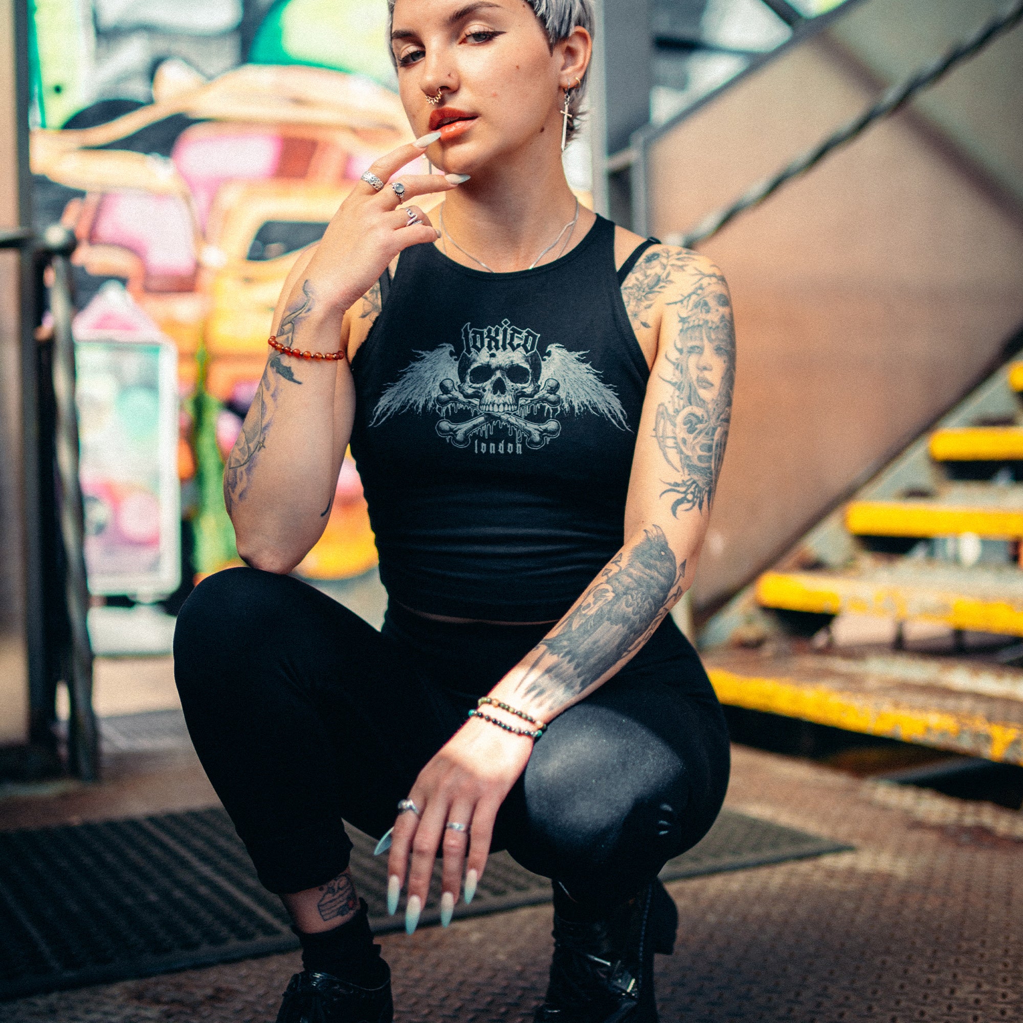 Death Angel Crop Racer Tank - Image 3