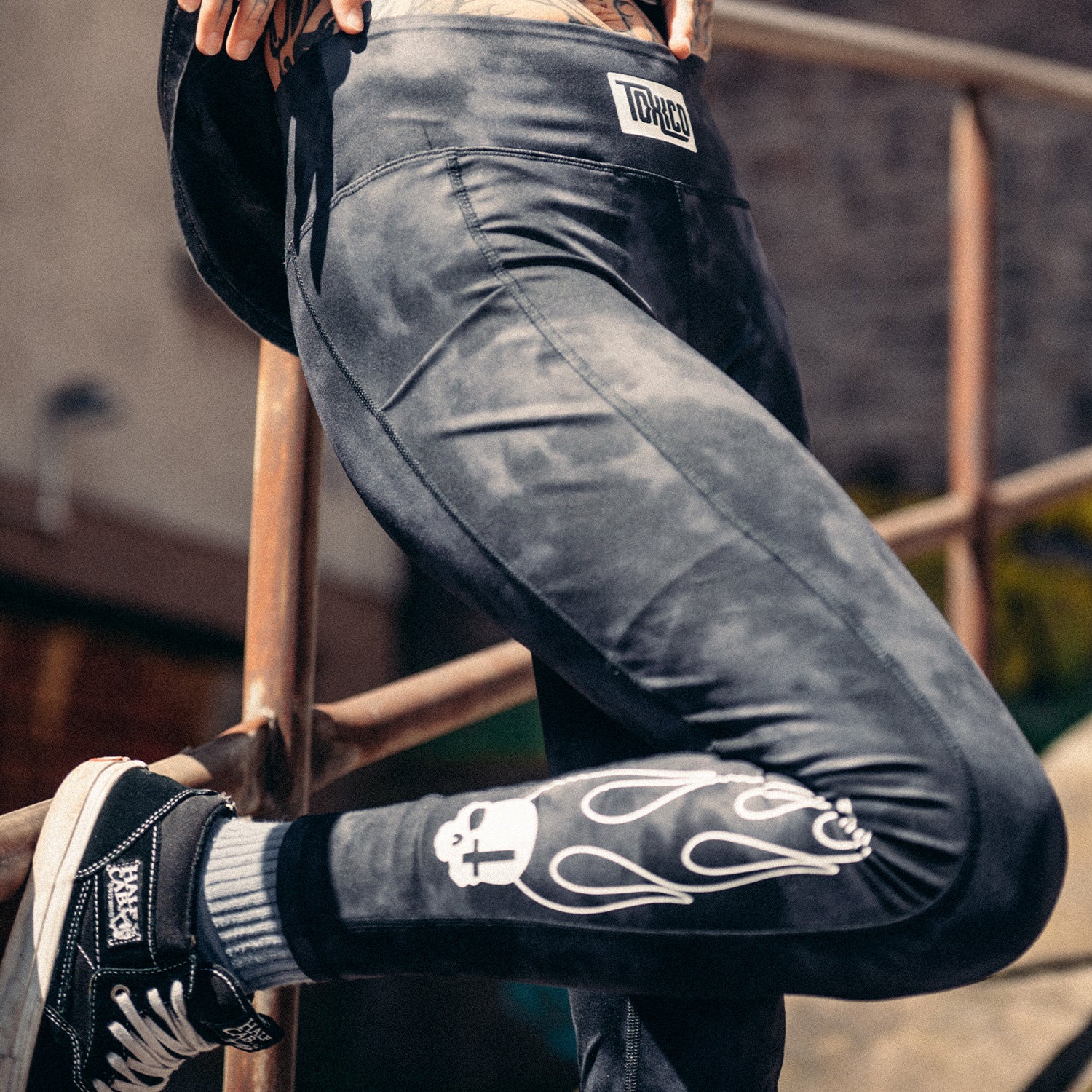 Flames Acid Wash Leggings - Image 2
