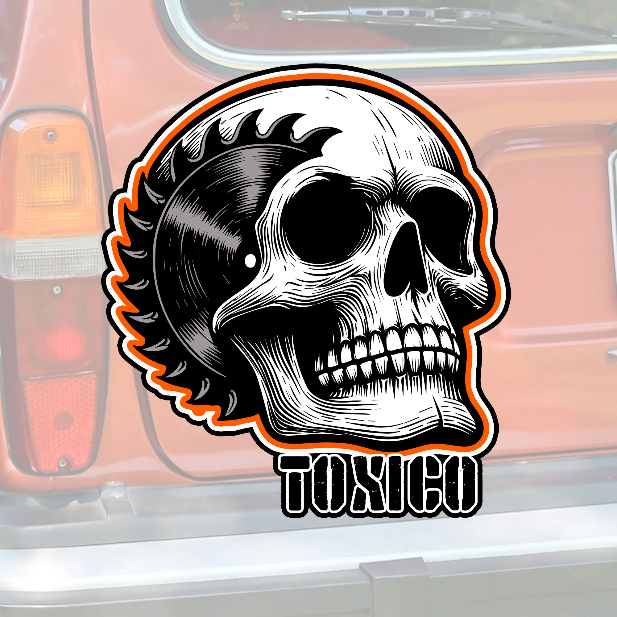 Sawblade Skull Sticker