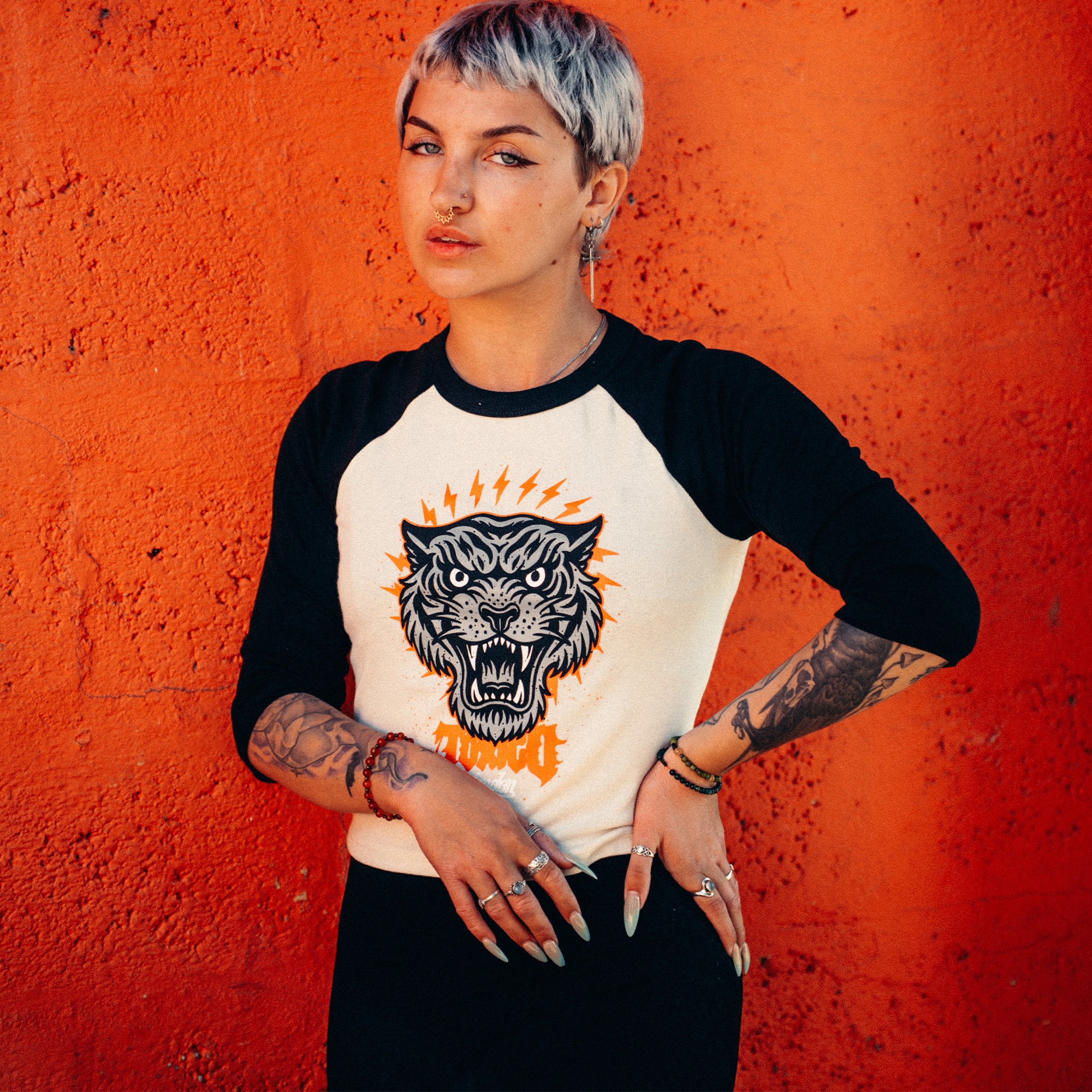 Tiger 3/4 Raglan Baby Tee